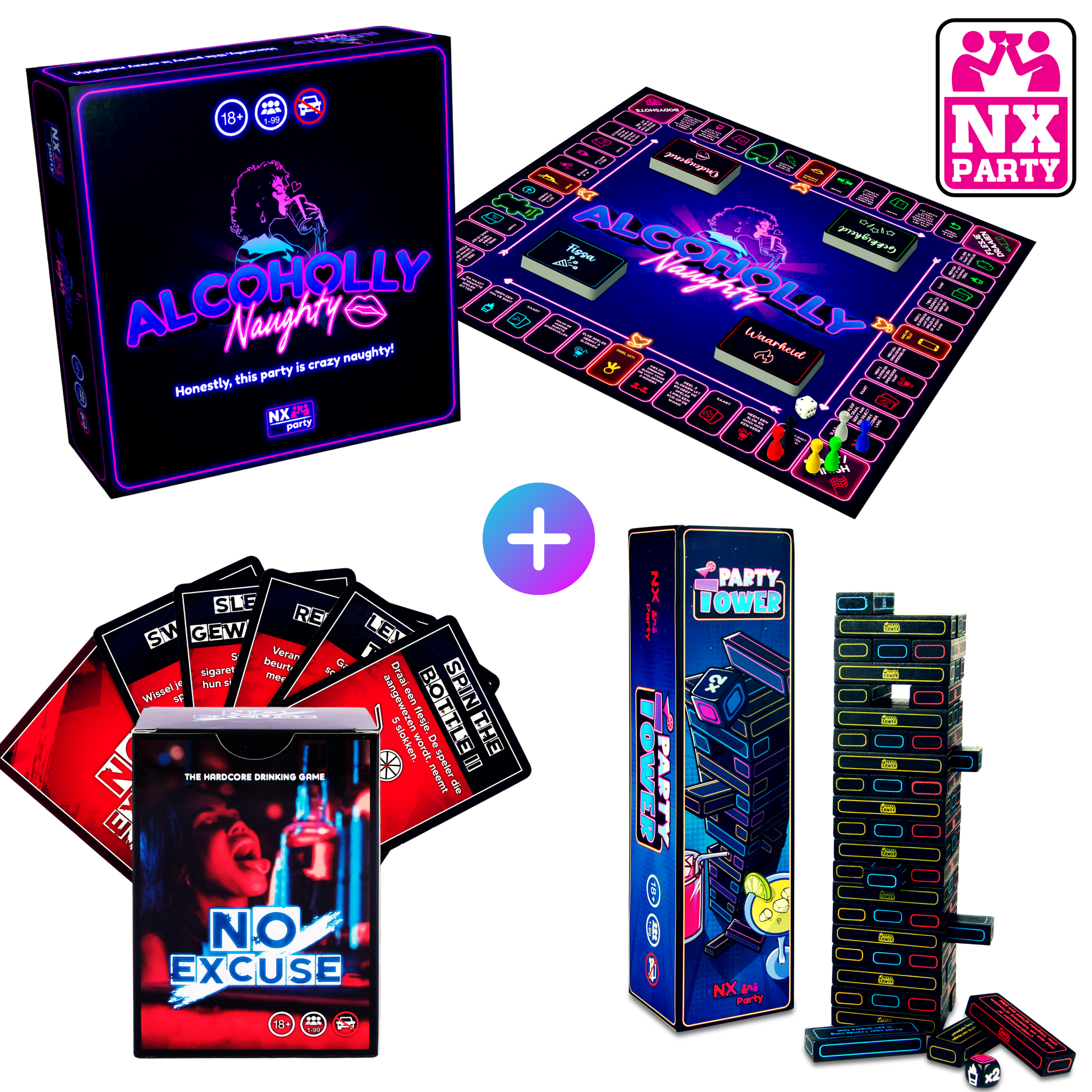 NX Party® Bundel  ~ Alcoholly® Naughty + Party Tower + No Excuse!